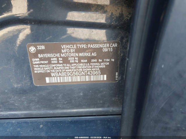 WBA8E9G56GNT43965 BMW 328I