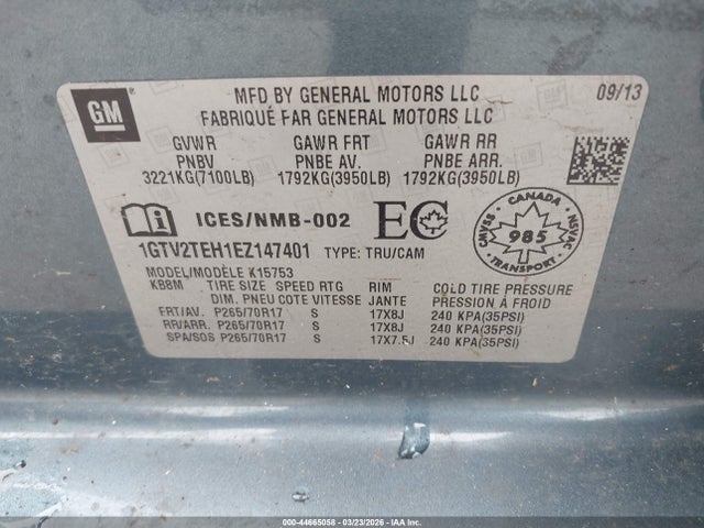1GTV2TEH1EZ147401 GMC SIERRA 1500