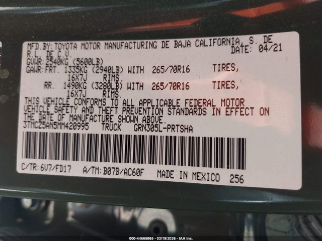 2021 TOYOTA TACOMA 3TMCZ5AN5MM420995 Photo 8