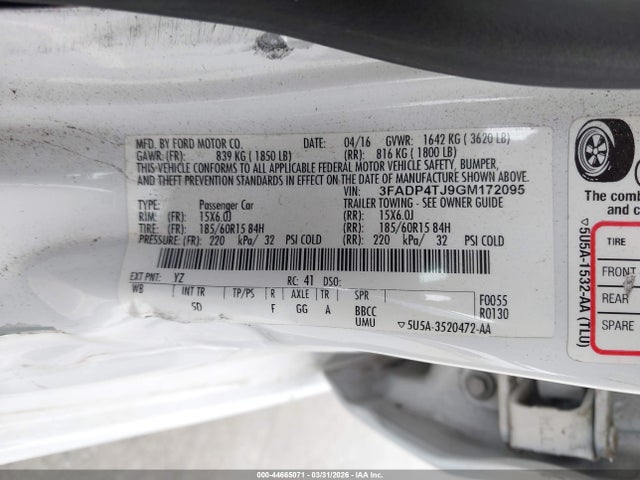 Ford FIESTA S 2016 3FADP4TJ9GM172095 Image 9