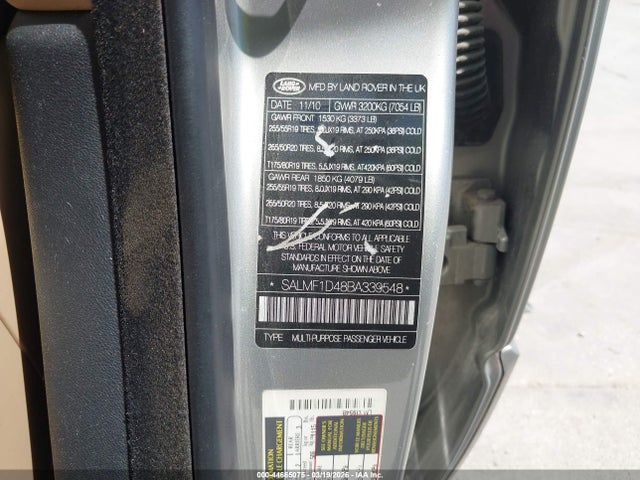 2011 LAND ROVER RANGE ROVER SALMF1D48BA339548 Photo 8