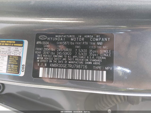 Продаж на аукціоні авто 2024 Hyundai Palisade Xrt, vin: KM8R3DGE7RU798716, номер лоту: 44665086