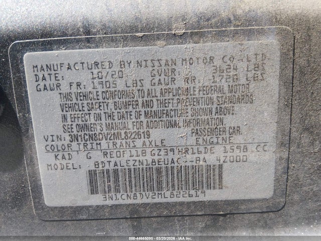 Nissan Versa S Xtronic Cvt 2021 3N1CN8DV2ML822619 Image 9