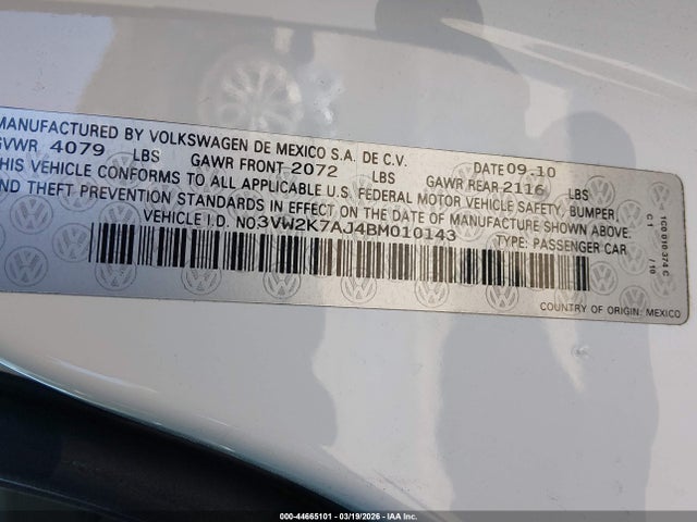 Aukcja sprzedaży 2011 Volkswagen Jetta 2.0l S, vin: 3VW2K7AJ4BM010143, numer aukcji: 44665101