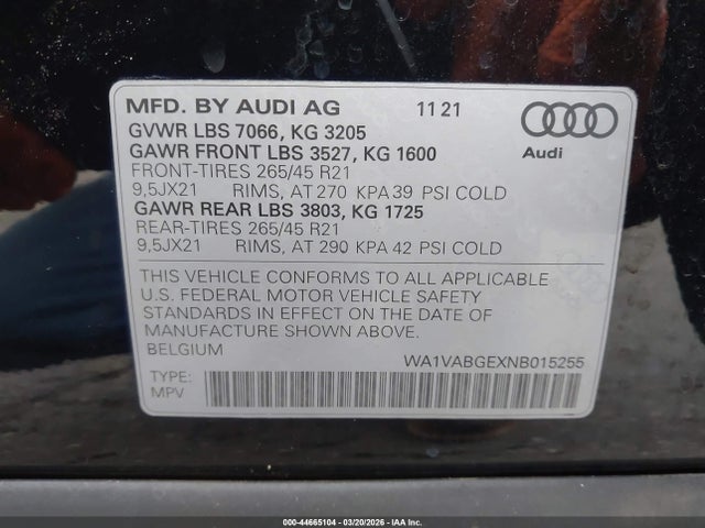 Продажа на аукционе авто 2022 Audi E-tron Chronos Quattro, vin: WA1VABGEXNB015255, номер лота: 44665104