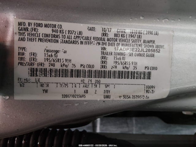 2018 FORD FOCUS 1FADP3E22JL205852 Photo 8