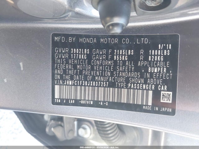JHMFC1F30JX037257 Honda Civic Ex-t