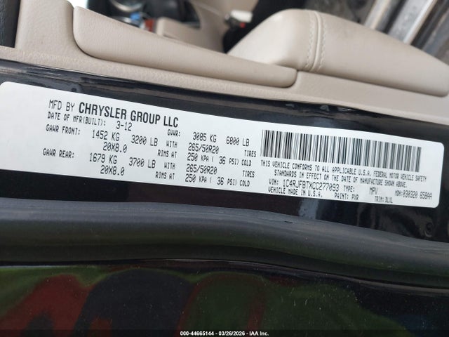 2012 JEEP GRAND CHEROKEE 1C4RJFBTXCC277093 Photo 8