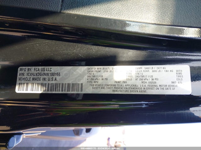 44665170 :رقم المزاد ، 1C4HJXDG4NW180166 vin ، 2022 Jeep Wrangler Unlimited Sport 4x4 مزاد بيع