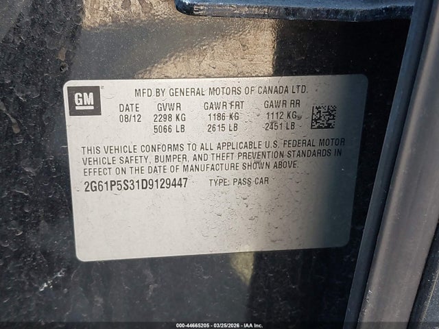Aukcja sprzedaży 2013 Cadillac Xts Luxury, vin: 2G61P5S31D9129447, numer aukcji: 44665205