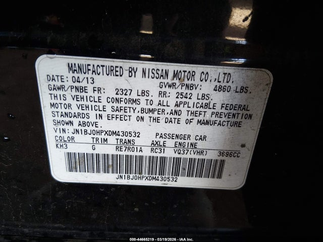 Продаж на аукціоні авто 2013 Infiniti Ex37 Journey, vin: JN1BJ0HPXDM430532, номер лоту: 44665219