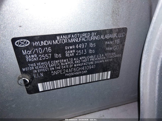 Hyundai SONATA SE 2016 5NPE24AF6GH410941 Image 9