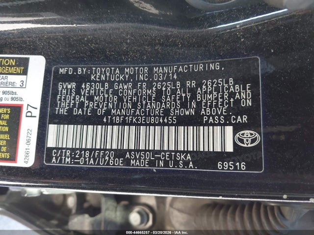 Toyota CAMRY SE 2014 4T1BF1FK3EU804455 Image 9