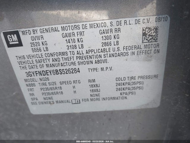 Aukcja sprzedaży 2011 Cadillac Srx Luxury Collection, vin: 3GYFNDEY6BS526284, numer aukcji: 44665349