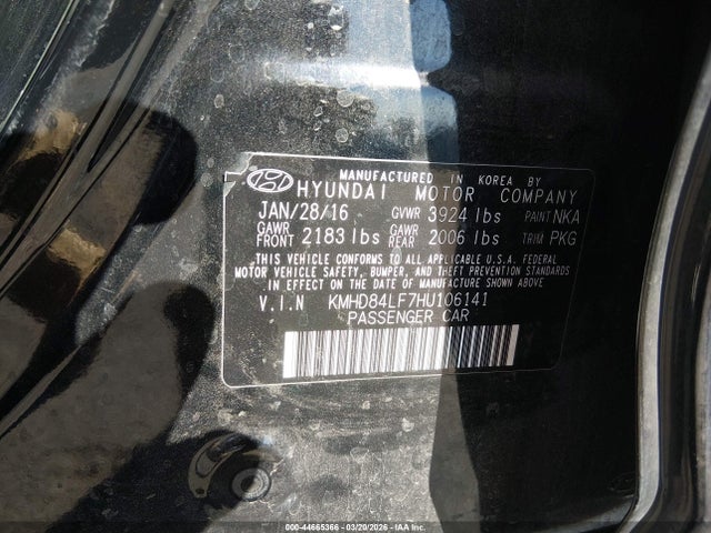 KMHD84LF7HU106141 Hyundai ELANTRA SE