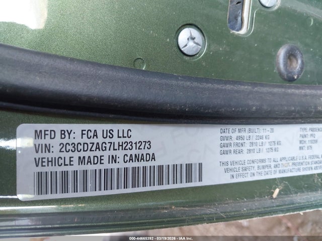 2020 DODGE CHALLENGER 2C3CDZAG7LH231273 Photo 8