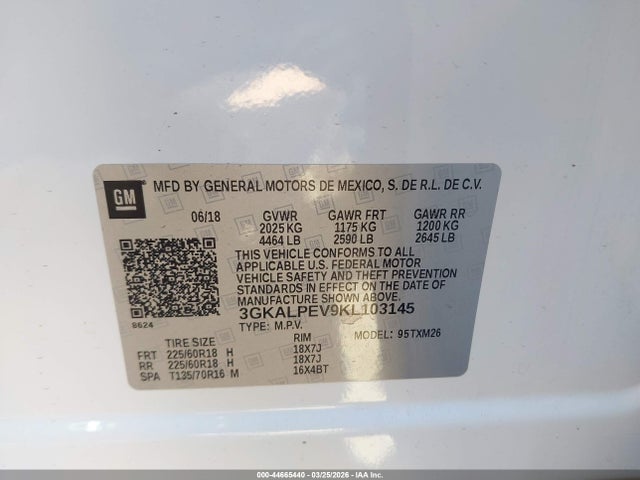 44665440 :رقم المزاد ، 3GKALPEV9KL103145 vin ، 2019 Gmc Terrain Slt مزاد بيع