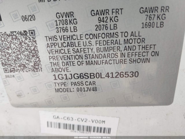 1G1JG6SB0L4126530 Chevrolet Sonic Fwd 1fl 5-door