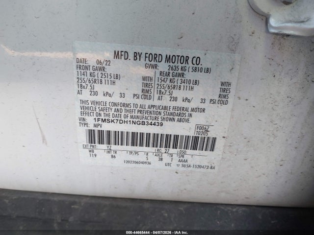 2022 FORD EXPLORER 1FMSK7DH1NGB34439 Photo 8