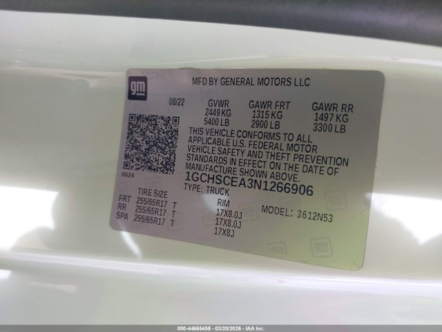 1GCHSCEA3N1266906 Chevrolet Colorado 2wd Long Box Lt