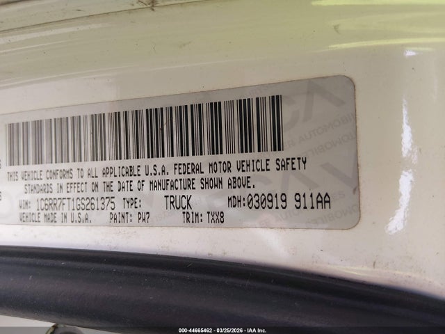 Продажа на аукционе авто 2016 Ram 1500 Tradesman, vin: 1C6RR7FT1GS261375, номер лота: 44665462