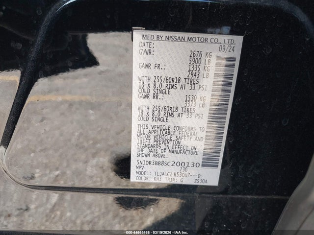 2025 Nissan Pathfinder Sv Fwd მანქანა იყიდება აუქციონზე, vin: 5N1DR3BB8SC200130, აუქციონის ნომერი: 44665466