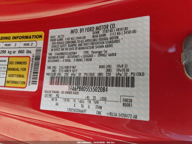 1FA6P8R05S5502084 Ford Mustang Dark Horse Fastback