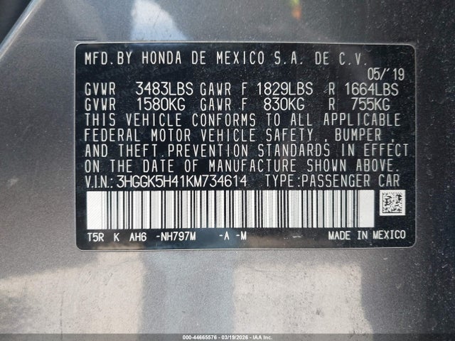 2019 HONDA FIT 3HGGK5H41KM734614 Photo 8