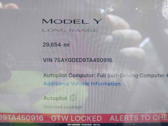 7SAYGDED9TA450916 Tesla Model Y Premium Rear-wheel Drive/standard Rear-wheel Drive
