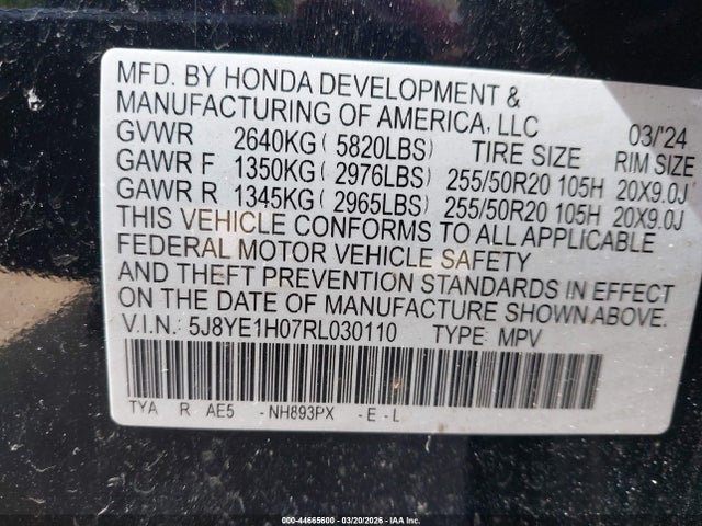 Продаж на аукціоні авто 2024 Acura Mdx A-spec, vin: 5J8YE1H07RL030110, номер лоту: 44665600