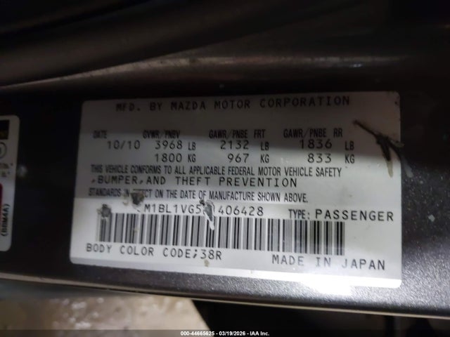 Продаж на аукціоні авто 2011 Mazda Mazda3 I Touring, vin: JM1BL1VG5B1406428, номер лоту: 44665625