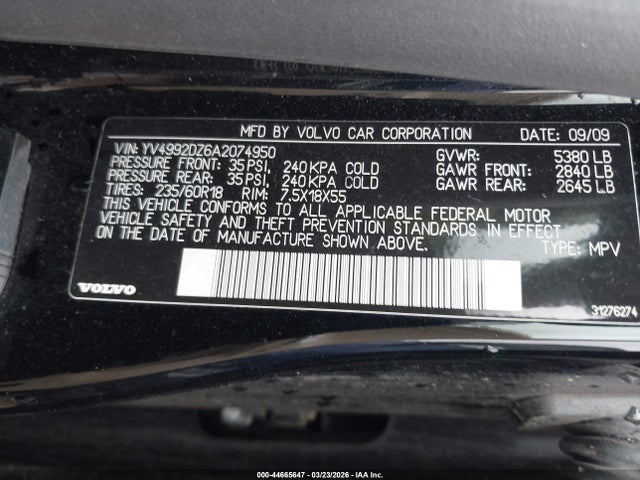 2010 VOLVO XC60 YV4992DZ6A2074950 Photo 8