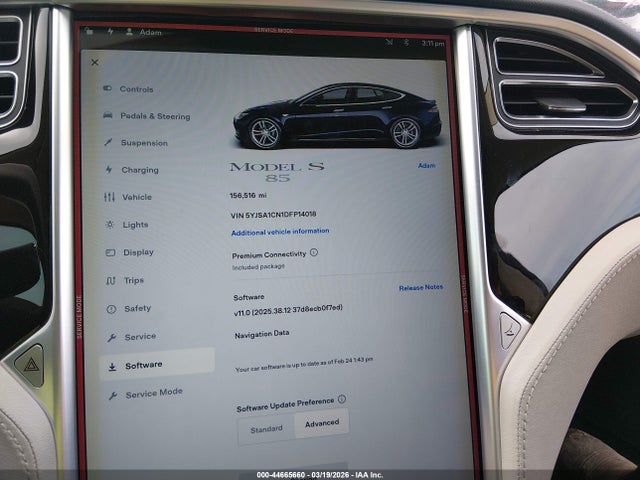2013 Tesla Model S მანქანა იყიდება აუქციონზე, vin: 5YJSA1CN1DFP14018, აუქციონის ნომერი: 44665660