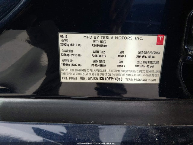 2013 TESLA MODEL S 5YJSA1CN1DFP14018 Photo 8