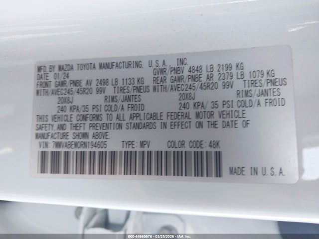 Aukcja sprzedaży 2024 Mazda Cx-50 2.5 S Premium Plus, vin: 7MMVABEM0RN194605, numer aukcji: 44665676