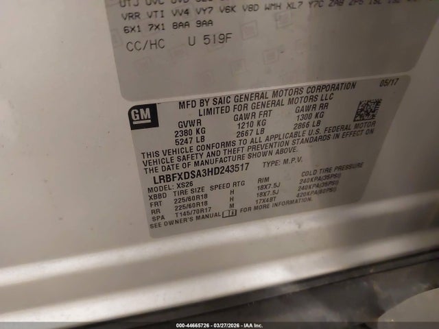 Продаж на аукціоні авто 2017 Buick Envision Essence, vin: LRBFXDSA3HD243517, номер лоту: 44665726