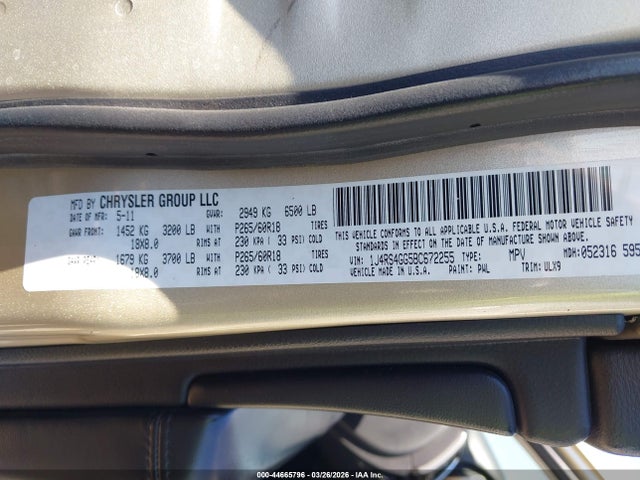 Aukcja sprzedaży 2011 Jeep Grand Cherokee Laredo, vin: 1J4RS4GG5BC672255, numer aukcji: 44665796