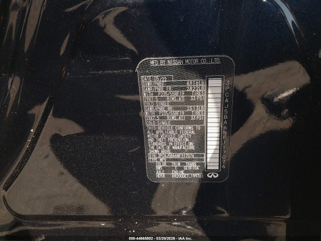 Aukcja sprzedaży 2022 Infiniti Qx50 Luxe, vin: 3PCAJ5BA6NF117076, numer aukcji: 44665802
