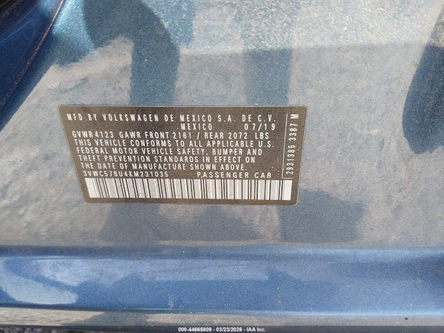 Auction sale of the 2019 Volkswagen Jetta 1.4t R-line/1.4t S/1.4t Se, vin: 3VWC57BU4KM231035, lot number: 44665809