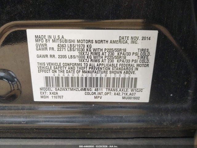 2015 MITSUBISHI OUTLANDER SPORT 4A4AR3AU6FE015832 Photo 8