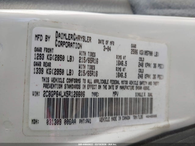 2005 CHRYSLER TOWN & COUNTRY 2C8GP64LX5R126606 Photo 8