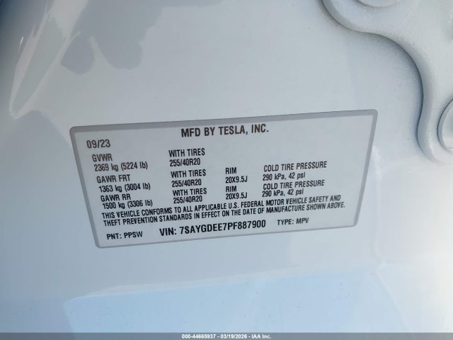 2023 TESLA MODEL Y 7SAYGDEE7PF887900 Photo 8