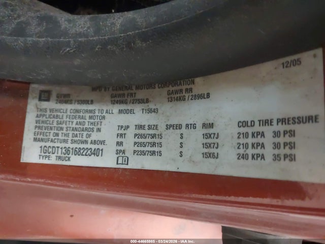 2006 CHEVROLET COLORADO 1GCDT136168223401 Photo 8