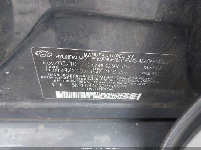 2011 HYUNDAI SONATA 5NPEC4AC9BH196930 Photo 8