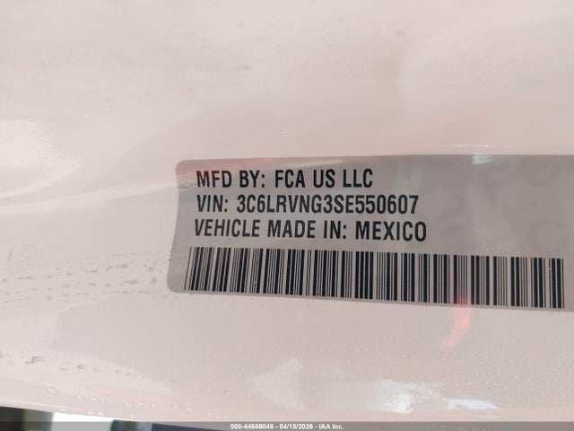 3C6LRVNG3SE550607 RAM Promaster 1500 Tradesman Low Roof 118 Wb W/pass Seat