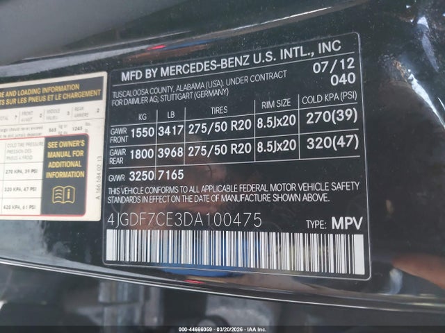 Продажа на аукционе авто 2013 Mercedes-benz Gl 450 4matic, vin: 4JGDF7CE3DA100475, номер лота: 44666059