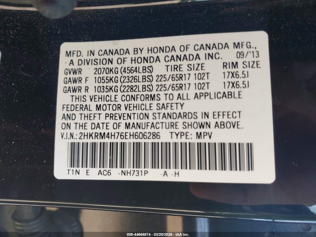 Honda Cr-v Ex-l 2014 2HKRM4H76EH606286 Image 9
