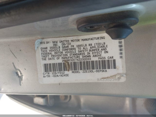 2004 TOYOTA COROLLA 1NXBR32E74Z232033 Photo 8
