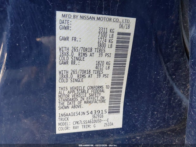 2018 NISSAN TITAN 1N6AA1E54JN543915 Photo 8