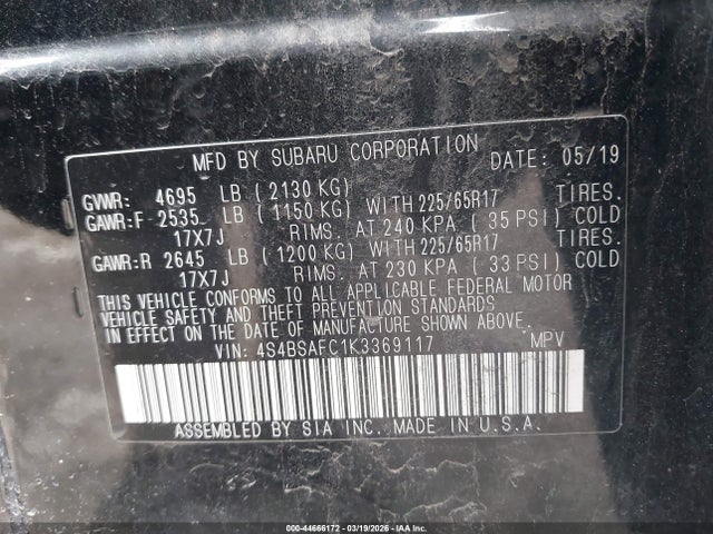 4S4BSAFC1K3369117 Subaru Outback 2.5i Premium